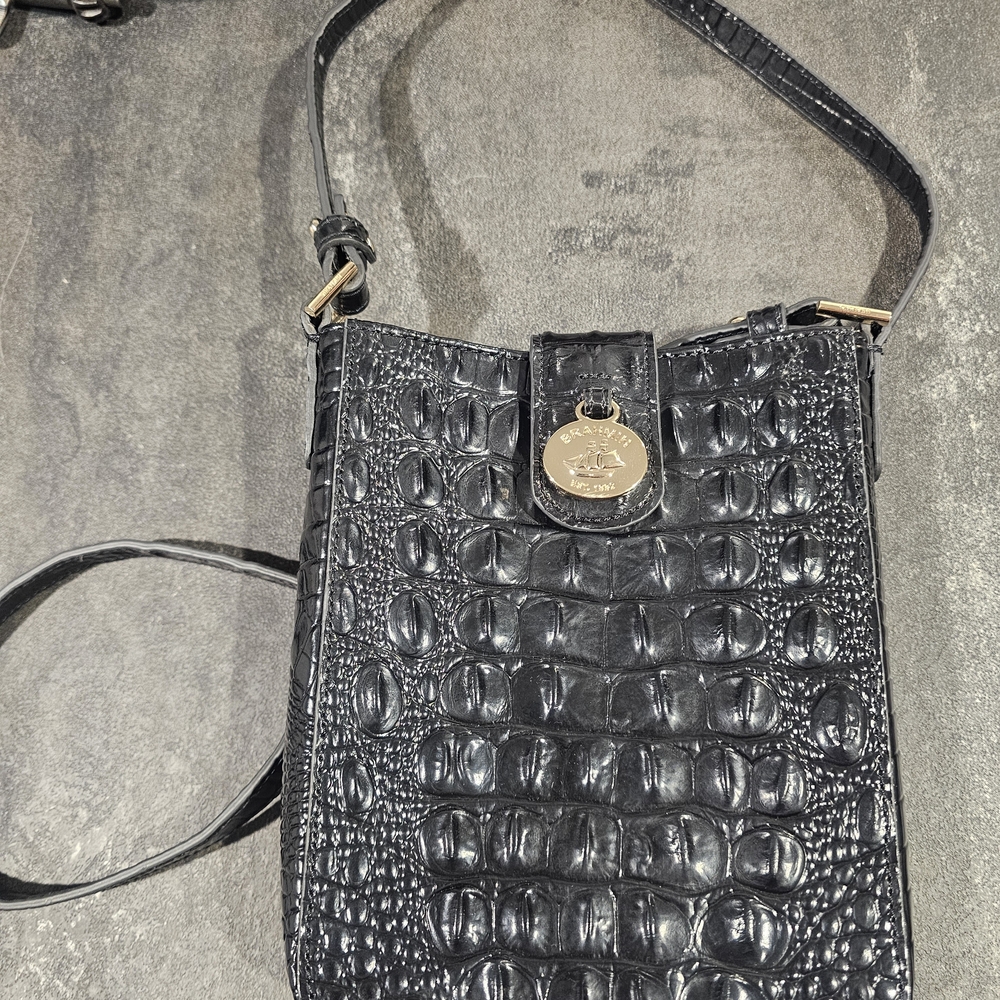 Brahmin Black Crocodile Embossed Bag - Picture 2 of 2